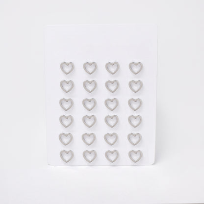 SSYPK7370 - Steel 12 pack open heart stud earrings
