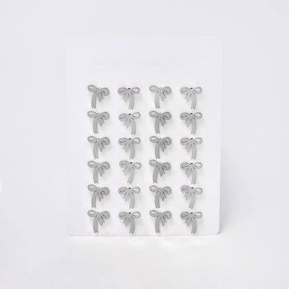SSYPK7371 - Steel 12 pack bow stud earrings