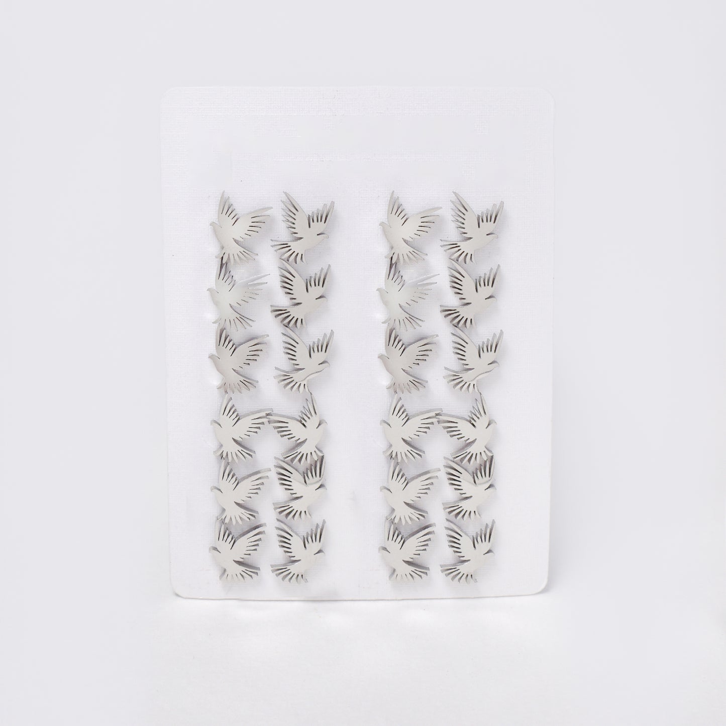 SSYPK7372 - Steel 12 pack bird stud earrings