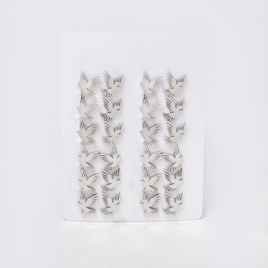 SSYPK7372 - Steel 12 pack bird stud earrings