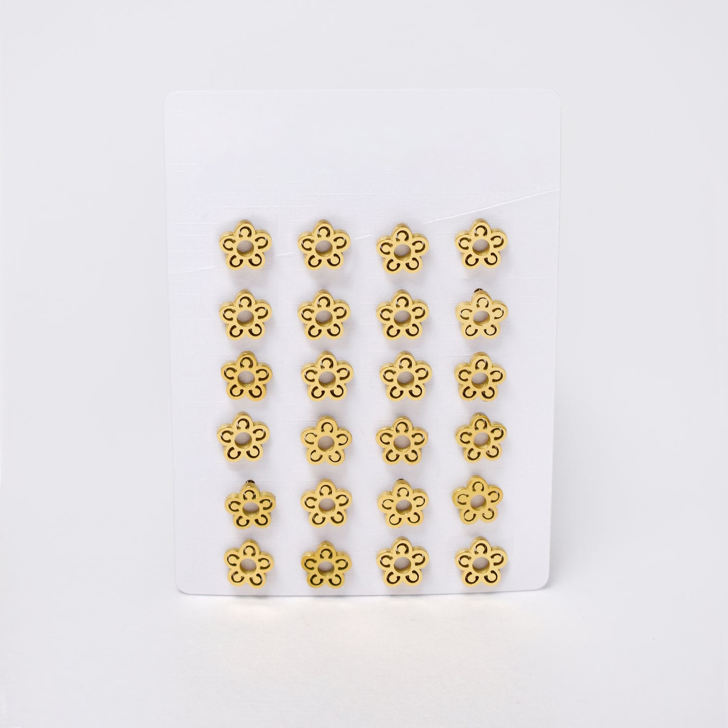 SSYPK7377 - Steel 12 pack flower stud earrings