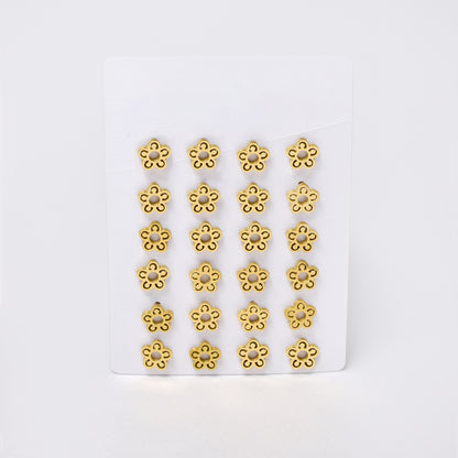 SSYPK7377 - Steel 12 pack flower stud earrings