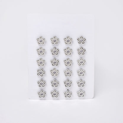 SSYPK7377 - Steel 12 pack flower stud earrings