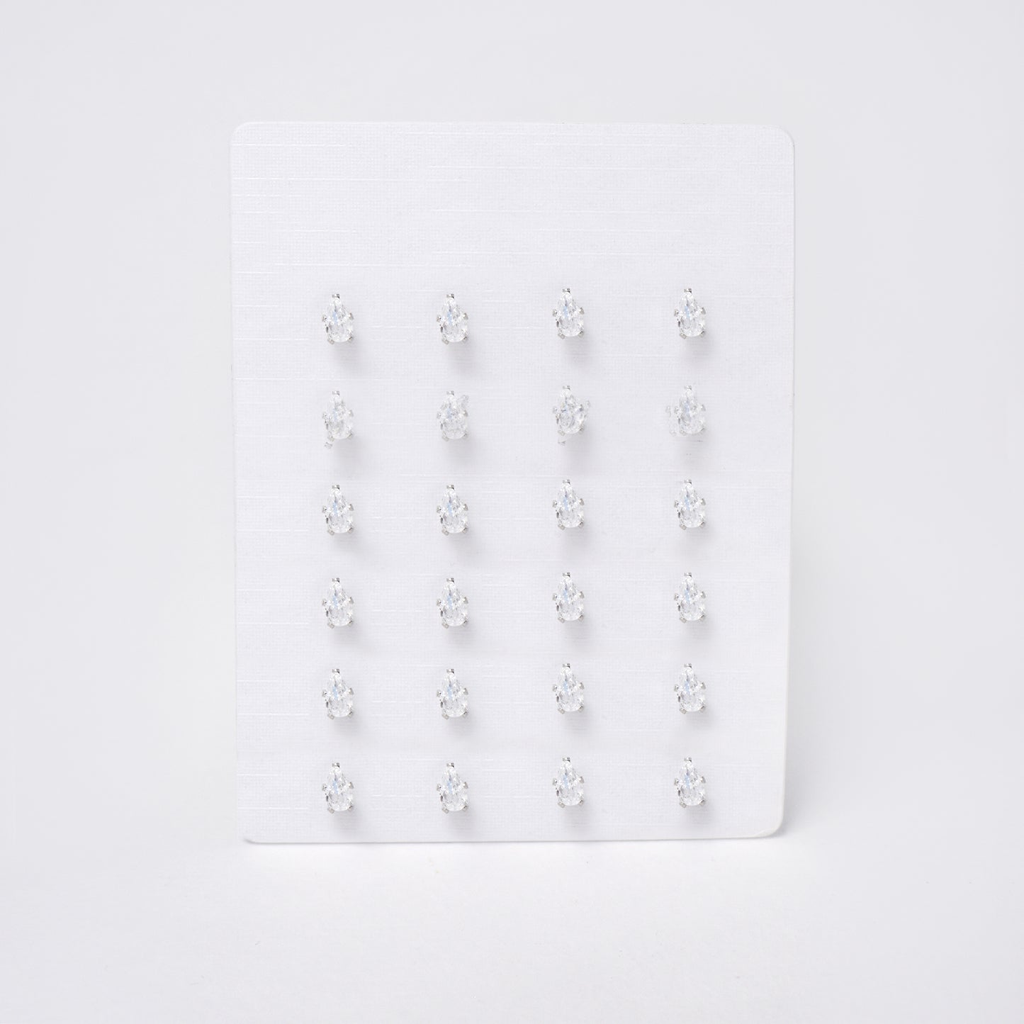 SSYPK7380 - Steel 12 pack teardrop CZ stud earrings