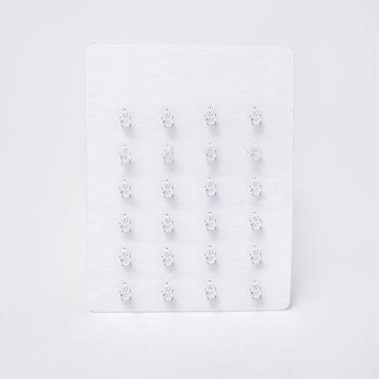 SSYPK7380 - Steel 12 pack teardrop CZ stud earrings
