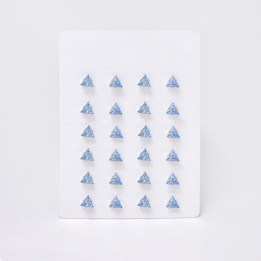 SSYPK7384 - Steel 12 pack blue triangle CZ stud earrings