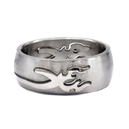 Stainless steel cutout tribal ring - SSYR099