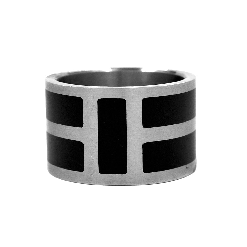 Stainless steel broad rubber insert ring Size: V - SSYR119