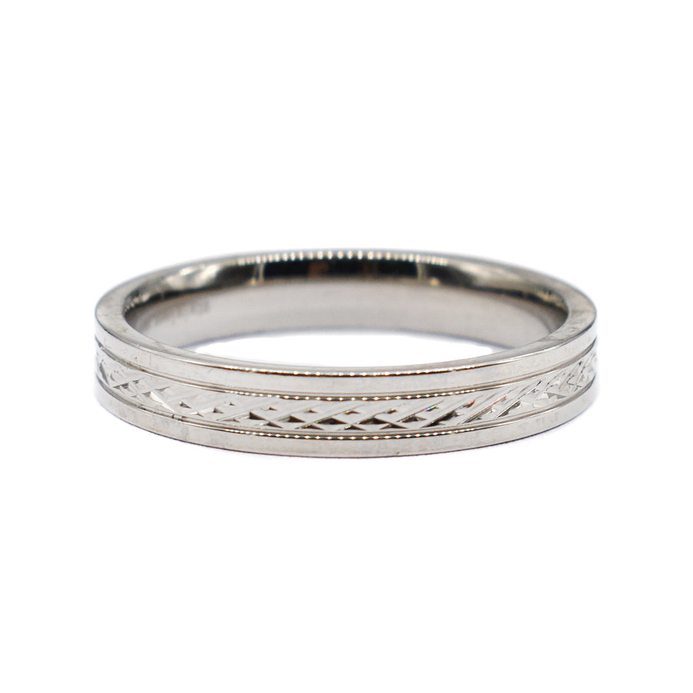 Stainless steel thin plaited pattern insert ring - SSYR139