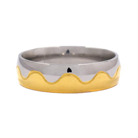 Stainless steel 2 plated curved band ring - SSYR143