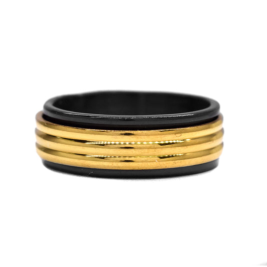 Stainless steel black spinner ring - SSYR2219