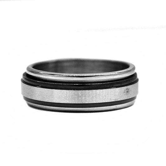 Stainless steel black edge spinner ring - SSYR2220