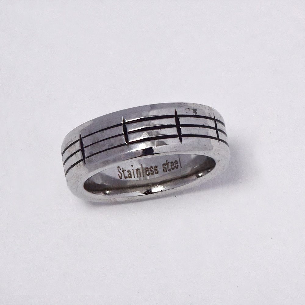 Buy 1 get 1 FREE - Stainless steel bold square lined ring - SSYR2225