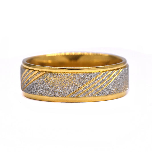 Stainless steel gold ring with icing centre insert - SSYR2228