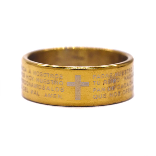 Stainless steel cross and prayer ring - SSYR2248