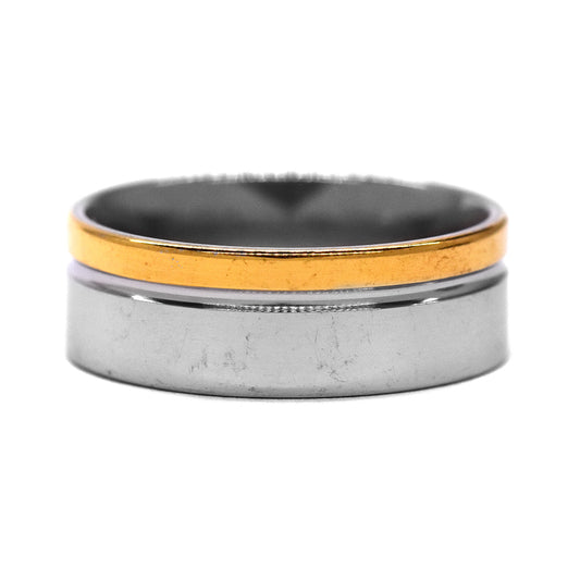 Stainless steel diagonal engraved stripe ring - Size Y - SSYR2251-Y