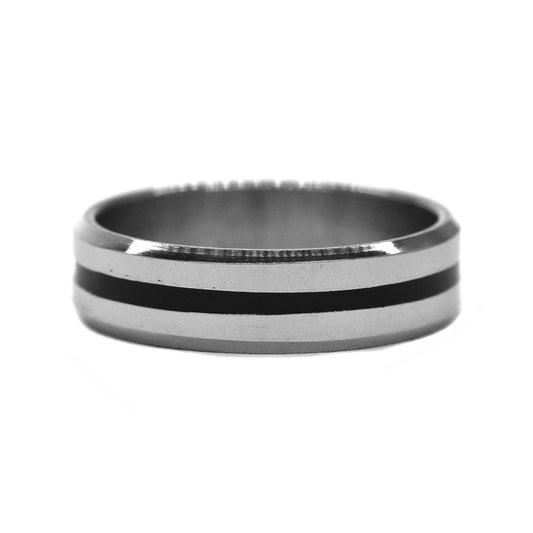 Stainless steel black stripe ring - SSYR2256