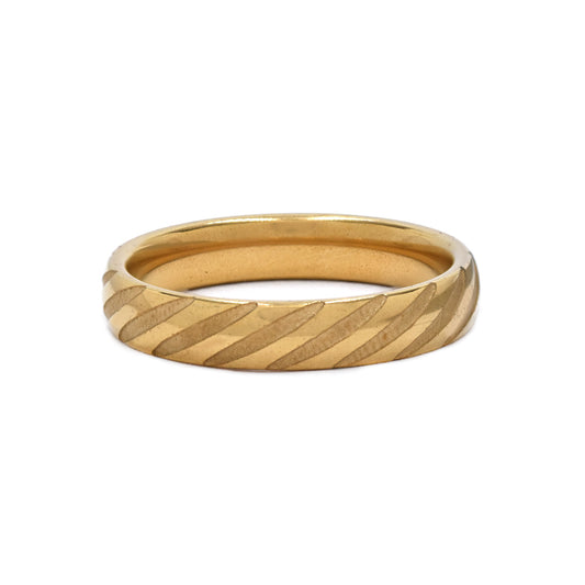 Stainless steel narrow gold matt line ring - SSYR4576