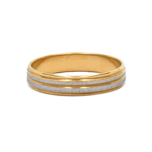 Stainless steel gold matt stripe ring - SSYR4577