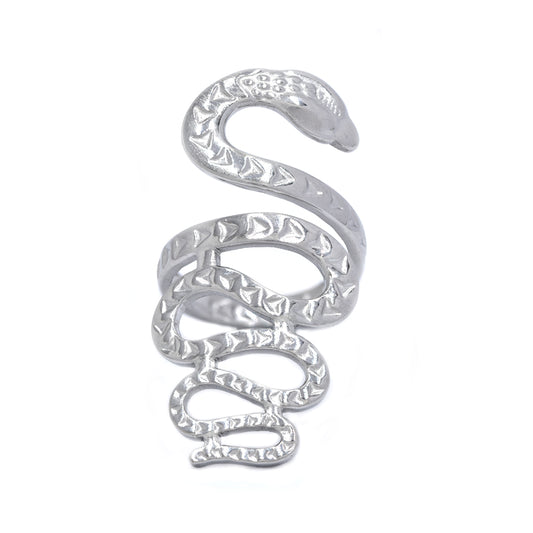 Buy 1 get 1 FREE - Stainless steel V pattern textured snake ring - SSYR4578