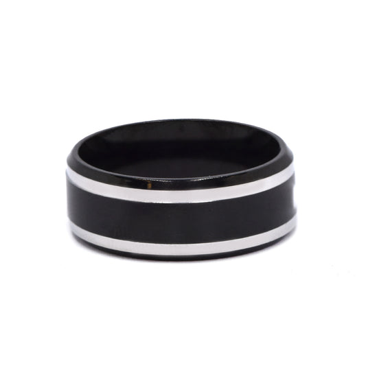 Stainless steel 2 tone broad band ring - SSYR4658