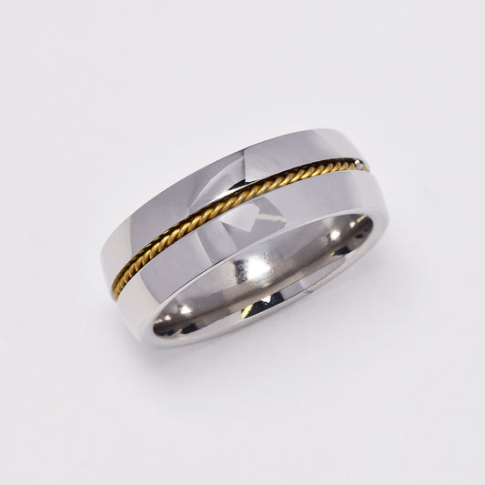 Stainless steel domed band with rope detail