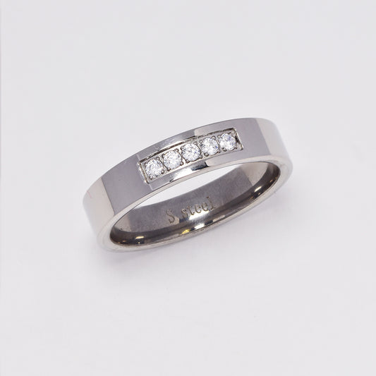 Stainless steel band detailed with cubic zirconia - SSYR4942