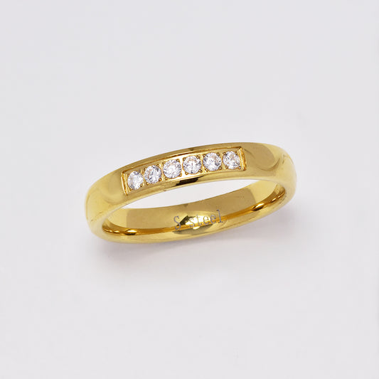 Stainless steel gold band detailed with cubic zirconia - SSYR4944-U