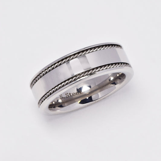 Stainless steel band with rope detail edging - SSYR4945-V