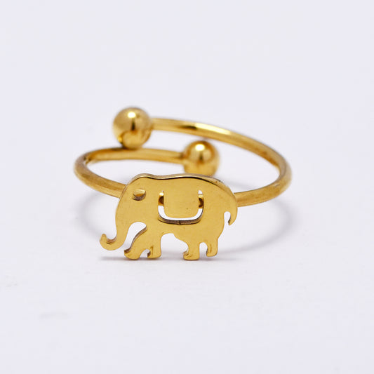 Stainless steel free size elephant ring - SSYR5227