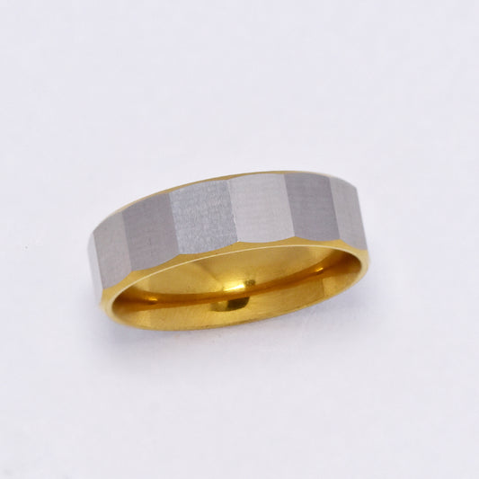 Stainless steel faceted two toned band - SSYR5295