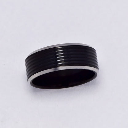 Stainless steel two toned multi groove band - SSYR5298