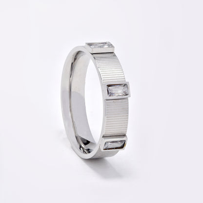Steel cz band ring - SSYR5644
