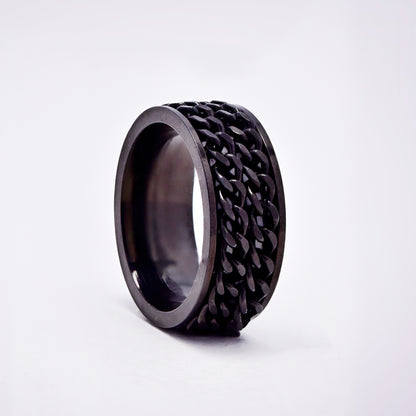 Steel ring with curb chain detail - SSYR5811