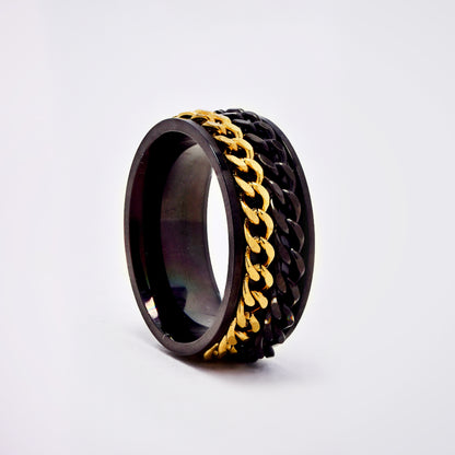 Steel ring with curb chain detail - SSYR5811