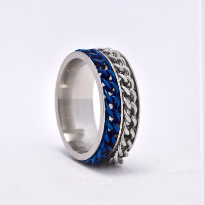 Steel ring with curb chain detail - SSYR5811