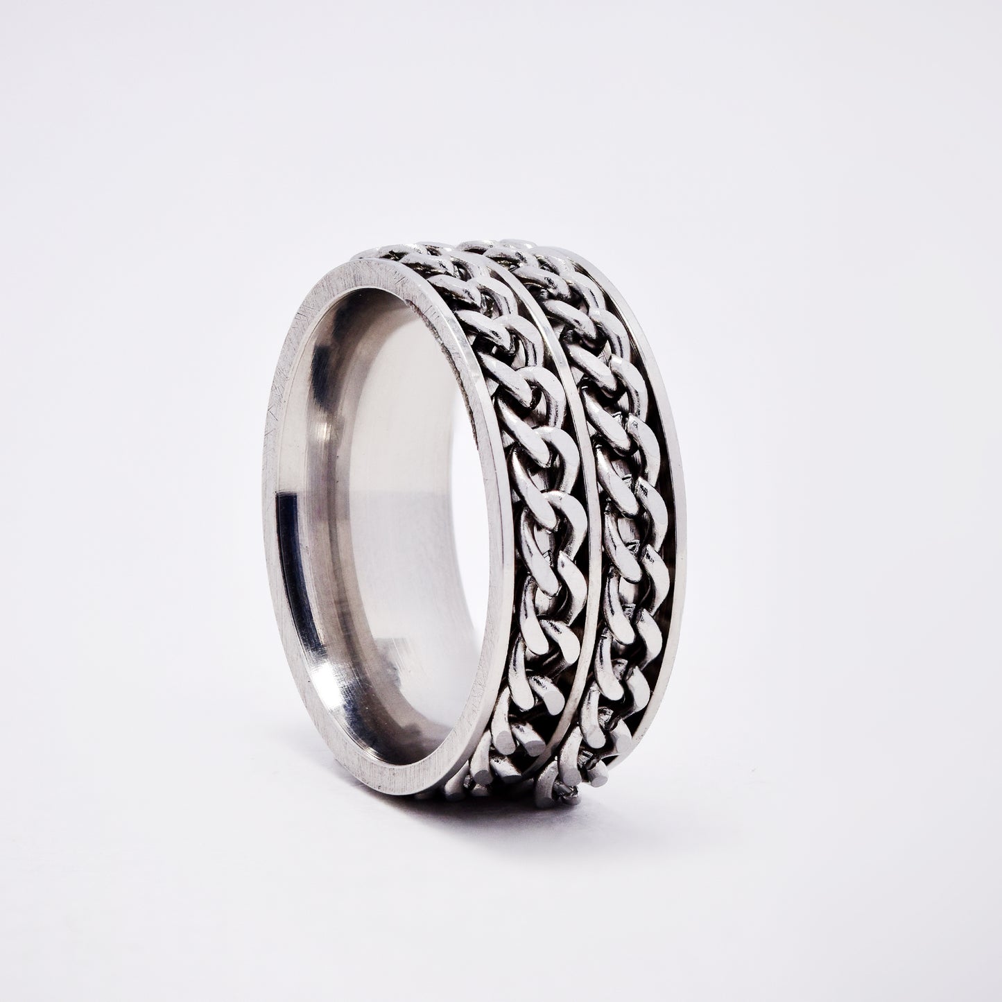 Steel ring with curb chain detail - SSYR5811