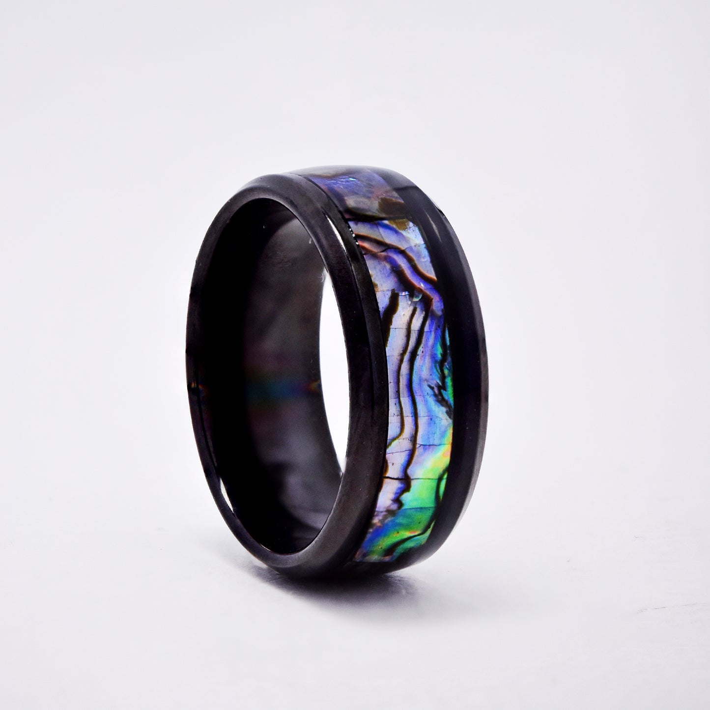Steel multi colour shell ring - SSYR5813