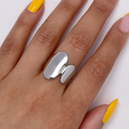 Steel asymmetrical statement ring - SSYR5872
