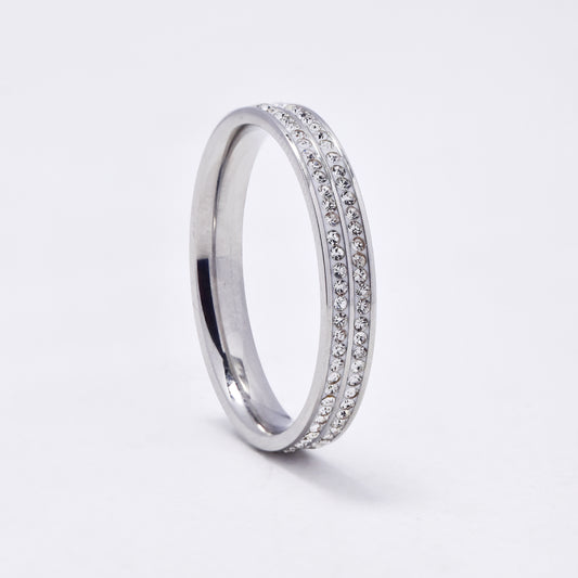 SSYR6050 - St Steel 2 row CZ ring