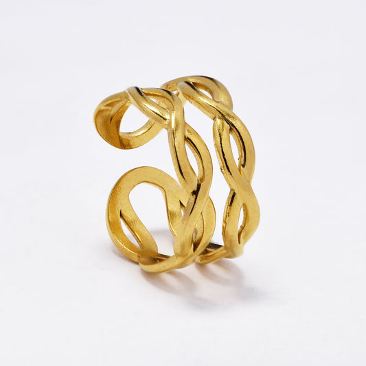 SSYR6085 - St Steel twisty open size ring