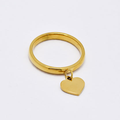 SSYR6102 - St Steel domed band with heart charm