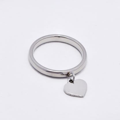 SSYR6102 - St Steel domed band with heart charm