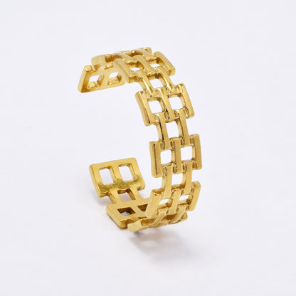 SSYR6106 - St Steel square link adjustible size ring