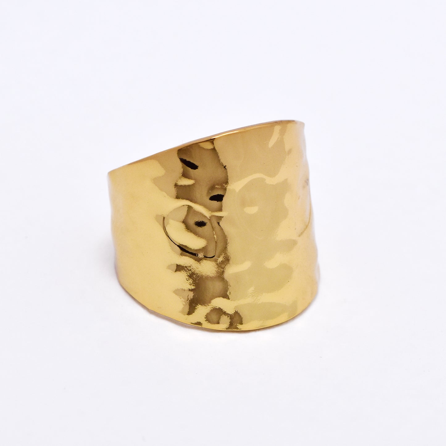 SSYR6109 - St Steel textured  open size ring