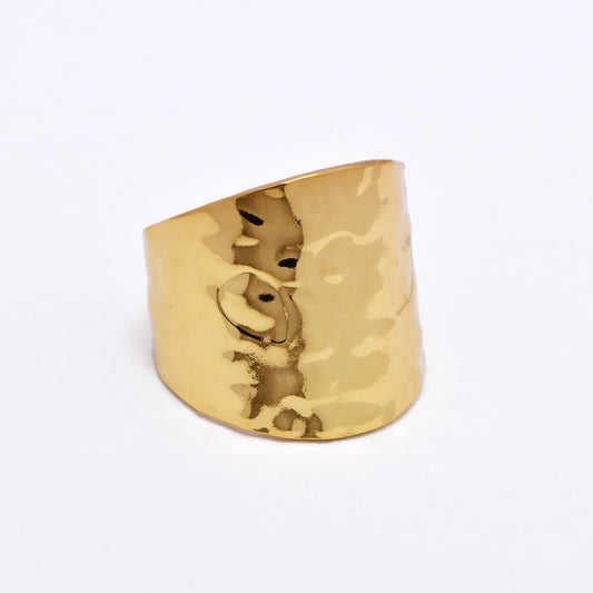 SSYR6109 - St Steel textured  open size ring