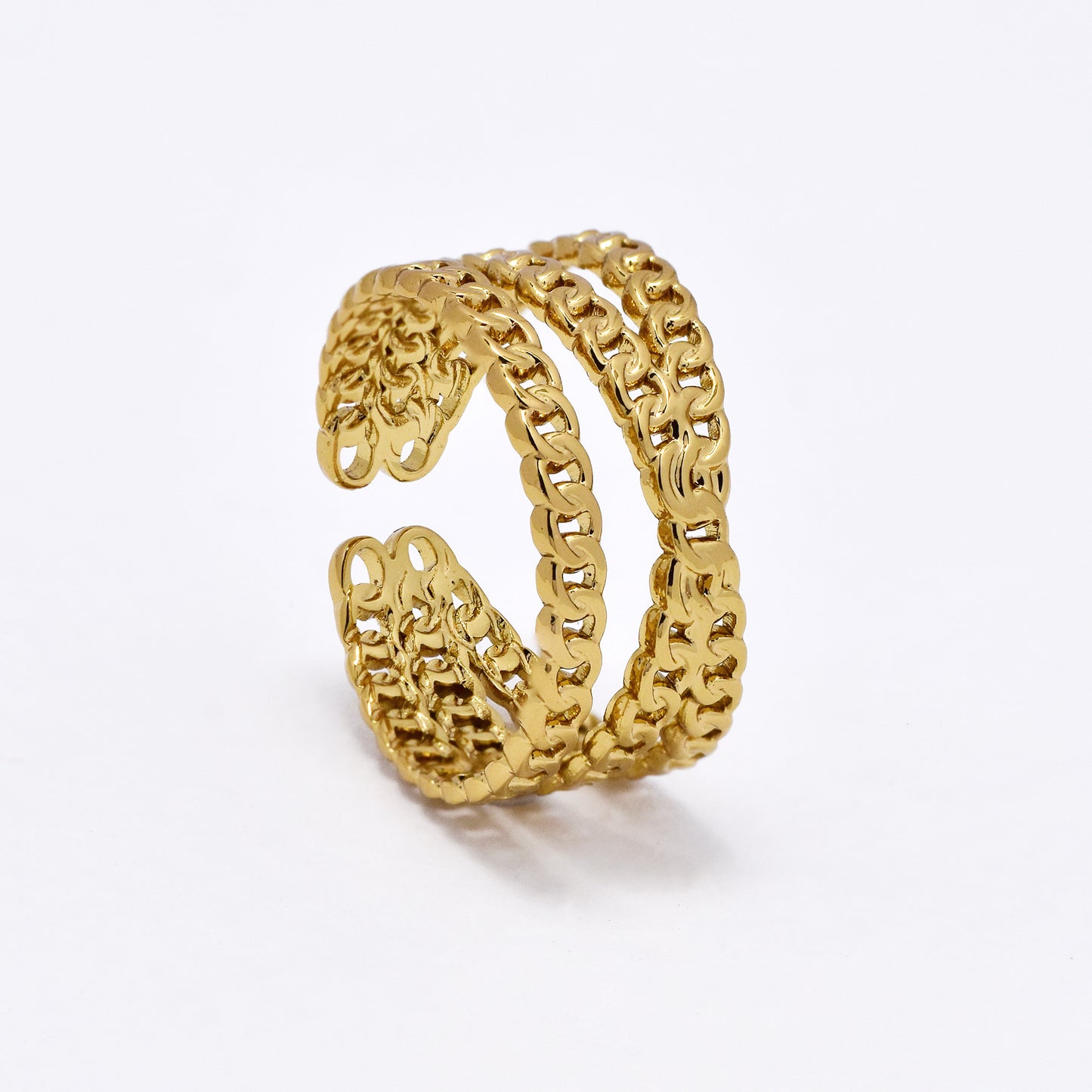 SSYR6112 - St Steel cross-over  open size ring