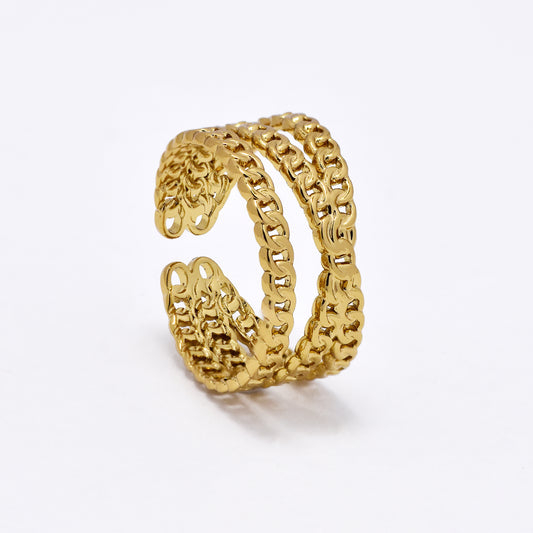 SSYR6112 - St Steel cross-over  open size ring
