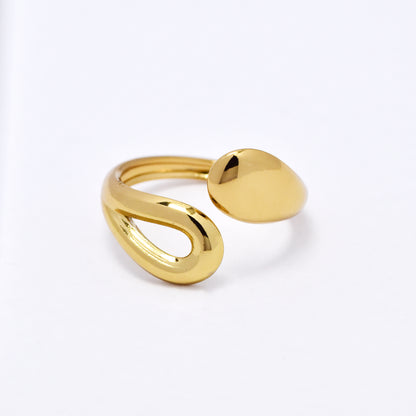 SSYR6119 - St Steel cross-over teardrop  open size ring