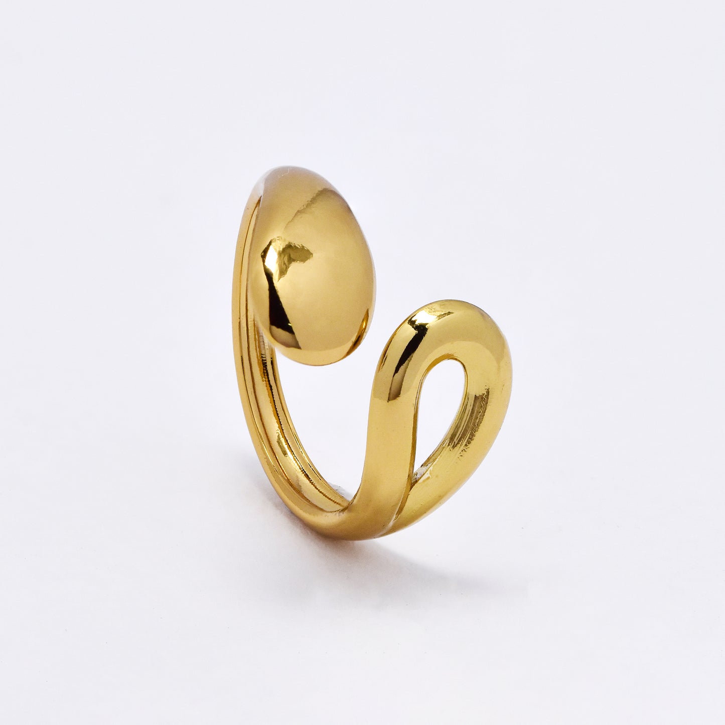 SSYR6119 - St Steel cross-over teardrop  open size ring